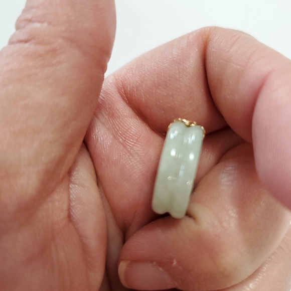 14k Jade Hoop Earrings - Picture 6 of 12